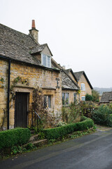 English Countryside Limestone Cottages and Houses in Snowshill Broadway The Cotswolds in Autumn - perfect autumnal tourism scene for tourists, chocolate box and jigsaw puzzle perfect