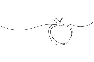 Apple continuous line drawing of isolate outline simple vector icon