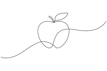 Obraz premium Apple continuous line drawing of isolate outline simple vector icon