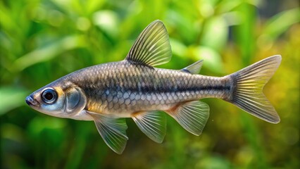 Fototapeta premium Underwater image of a black sharkminnow (Labeo chrysophekadion)