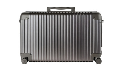 Fototapeta premium Big gray travel suitcase on transparent background, isolated on white background