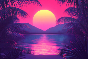 Obraz premium Trendy vaporwave creative gradient