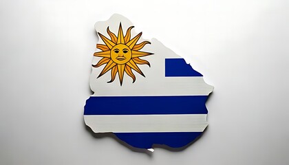 Fototapeta premium silhouette of a map of the country of Uruguay on a plain white background
