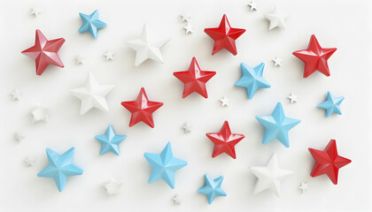 Obraz premium Red, white, and blue stars on a white background.