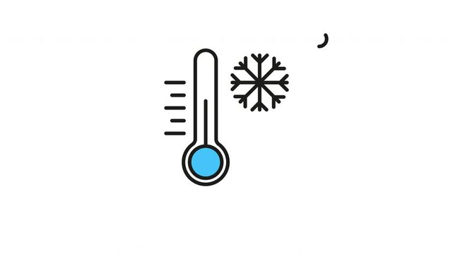 cold temperature gauge animation isolated alpha channel, thermometer winter looping animation video