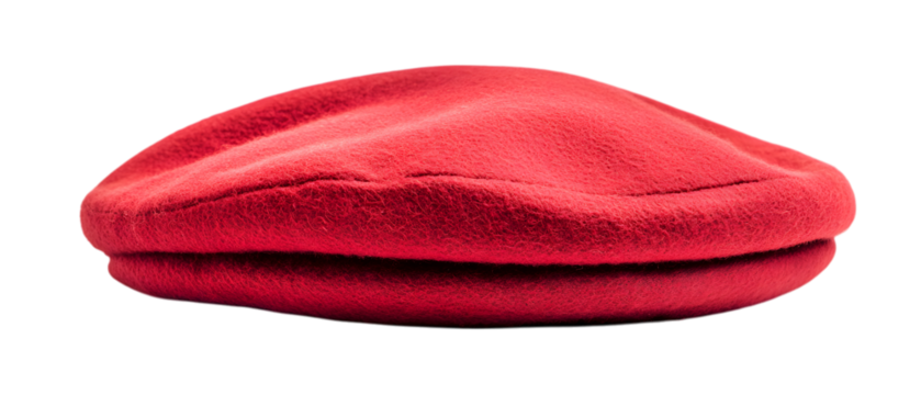 Red beret hat isolated on white background