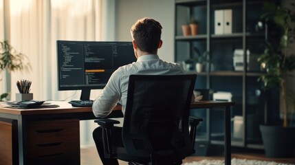 A professional adjusting their sitting position at an office desk, ensuring a healthy posture with ergonomic support for the lower back.