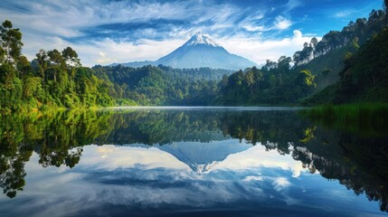 A Majestic Mountain Reflected in a Still Lake