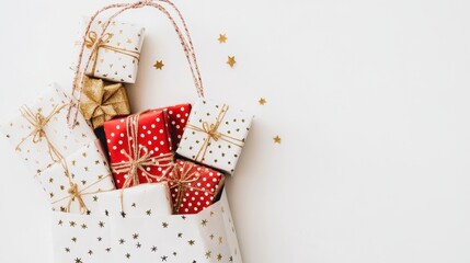 Colorful Gift Bag Filled with Presents for Holiday Cheer