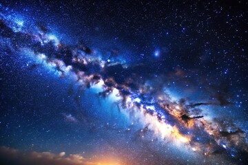 Fototapeta premium space background with night starry sky and milky way dark blue nebula