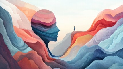 A visualization of adaptability and emotional flexibility, showing a person navigating a changing emotional landscape with calm and resilience.