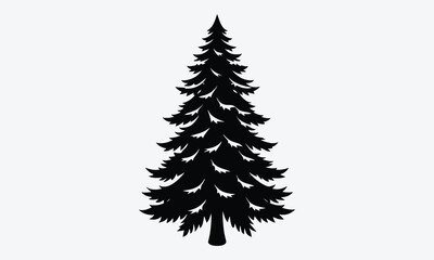 Fototapeta premium Christmas Day, Frosted Fir Ointment silhouette white background illustration, Generative Ai,