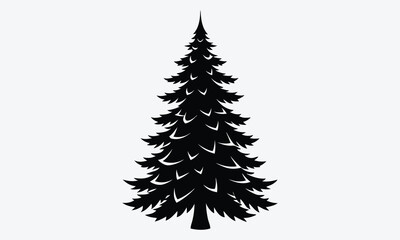 Fototapeta premium Christmas Day, Frosted Fir Ointment silhouette white background illustration, Generative Ai,