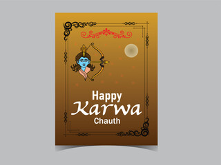 Happy karva chauth . Karva chauth sale. Holiday discount card. Traditional Indian holiday banner. Festive cartoon celebration background
