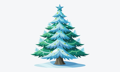 Fototapeta premium Christmas Day, Frosted Fir Ointment vector white background illustration Generative Ai