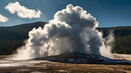 A Powerful Geyser Erupts with Force in a Dramatic Display