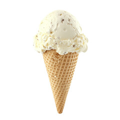Delectable Vanilla Ice Cream Scoop in Crisp Waffle Cone