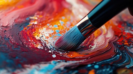 Fototapeta premium Powder color art with soft, fine pigments blending seamlessly on canvas, creating a unique textured masterpiece.