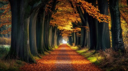 Serene Autumn Pathway with Colorful Foliage