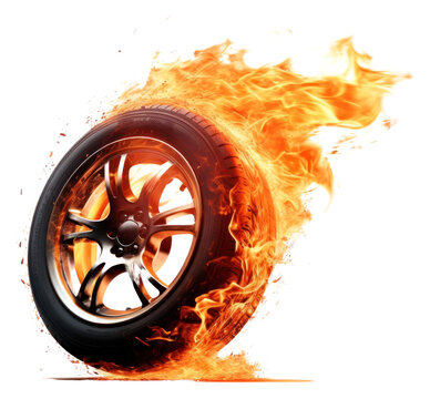 PNG Fiery tire in motion