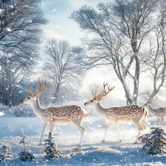Majestic deer in a snowy winter wonderland