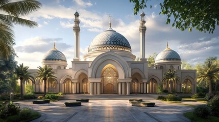 Obraz premium Majestic Islamic Mosque at Sunrise