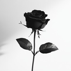 Dramatic black and white rose