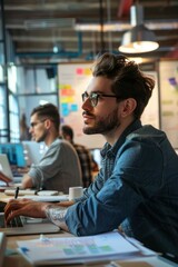 Modern Co-Working Space with Team Brainstorming and Coding for Creative Collaboration