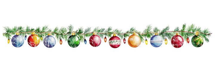 PNG Christmas balls and lights border decoration ornament tree.