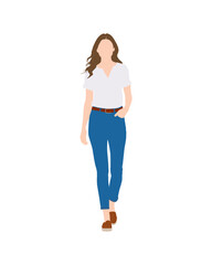 Fototapeta premium Flat vector people and illustration, woman with casual outfit
