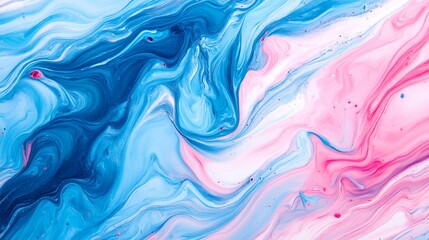 Obraz premium Abstract blue, pink, and white paint swirls.