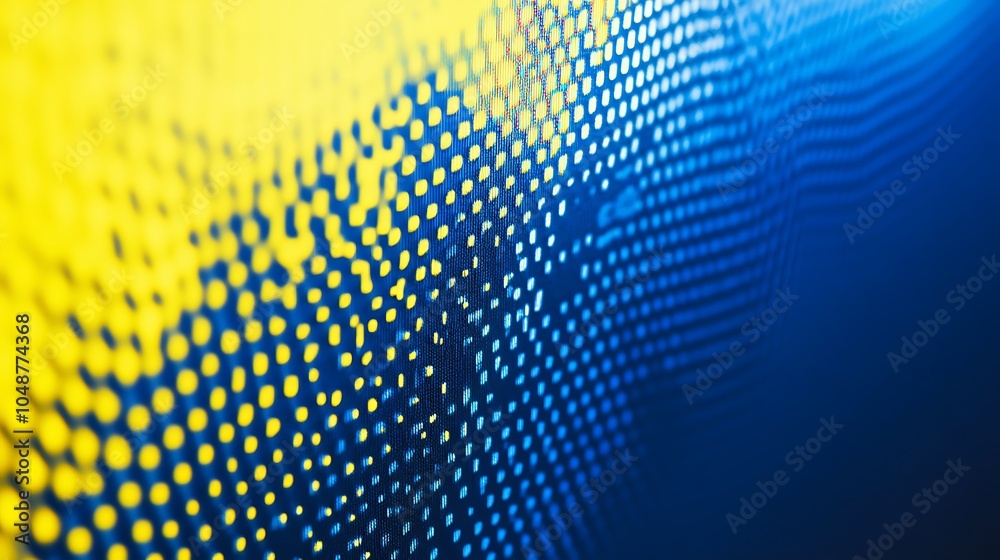 Poster abstract blue and yellow dotted pattern background.