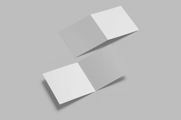 Blank double square bifold brochure mockup