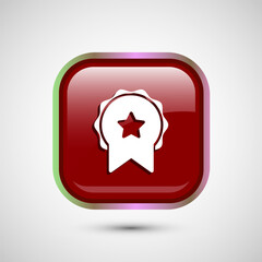 Fototapeta premium Award icon design illustration, Winning icon, Champion symbol, Red color square button design