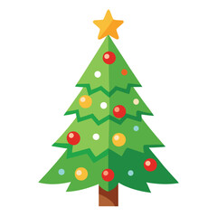 Christmas tree vector illustration Isolated white background.