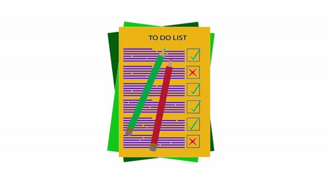 Two pencils, a sheet with an inscription to-do list, abstract text and marks on the implementation