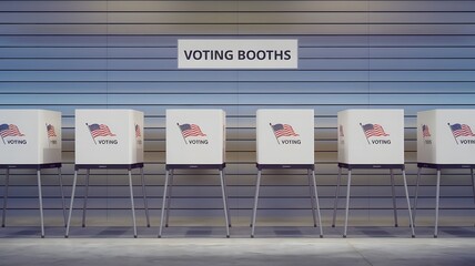 Illustration of Voting Booths with Privacy Dividers