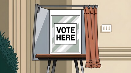 Illustration of Voting Booths with Privacy Dividers