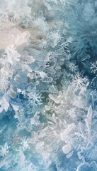 Naklejka premium Frosty Winter Wonderland: Abstract Icy Patterns with Snowflakes in Soft Shades for Seasonal Designs