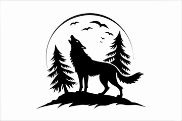 Wild Wolf Silhouette Design