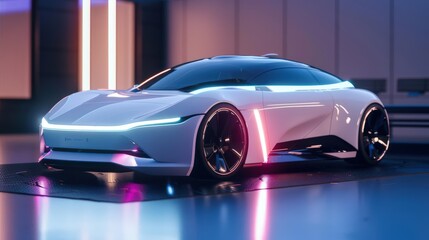 Fototapeta premium Create a stunning 3D model of an electric car, emphasizing its sleek and futuristic design