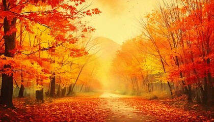 Experience the enchanting beauty of autumn with a high-resolution watercolor background
