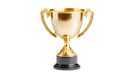 Golden trophy cup, isolated on white background