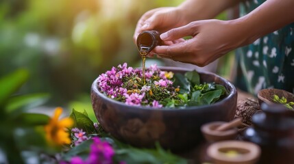 Ayurveda practitioners in India offering natural skincare treatments, using herbs and oils to promote healthy, glowing skin.