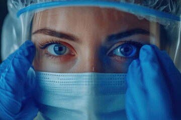 Close-Up of Protective Equipment with Intense Eyes