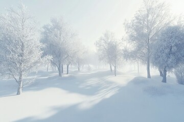 Obraz premium Serene Winter Landscape with Snowy Trees