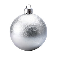 silver color christmas ball, isolated on a transparent background