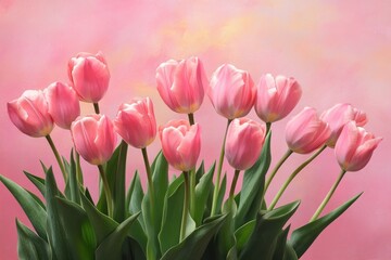 Fototapeta premium Soft Pink Tulips Against a Gradient Background