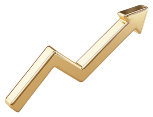 PNG Gold up arrow investment financial success.
