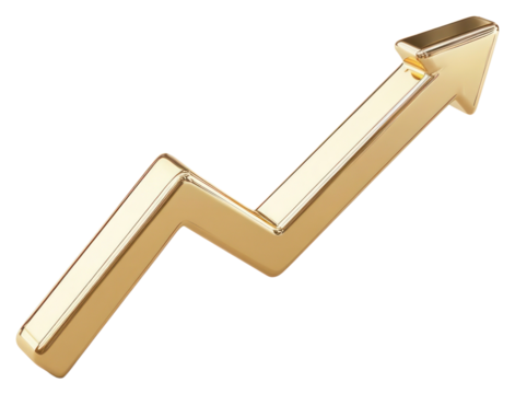 PNG Gold up arrow investment financial success.